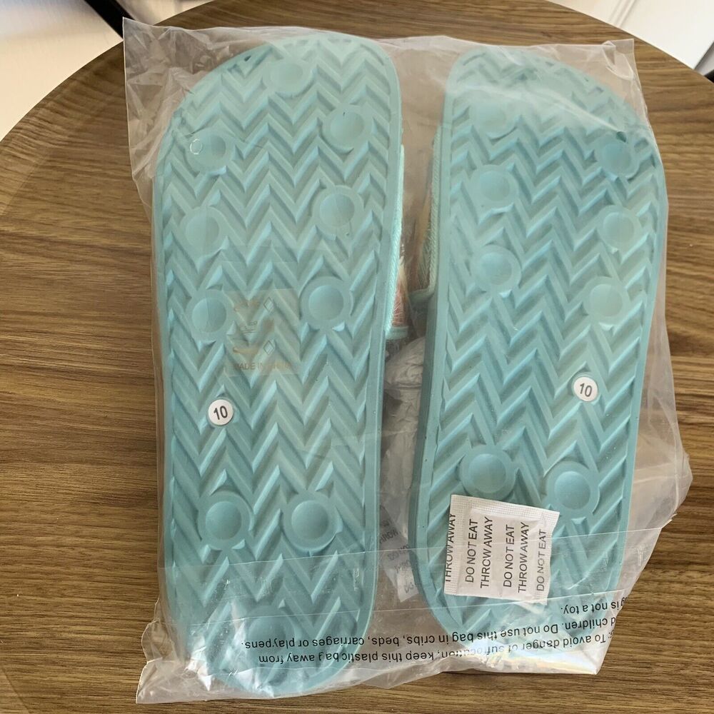 NEW Beach Slides Sandals Size 10 Sunset Palm Tree Blue Slip On Comfort Unisex - Picture 5 of 16